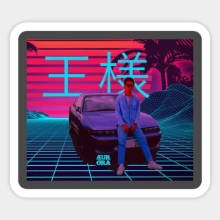 Retro futuristic japonese car Sticker